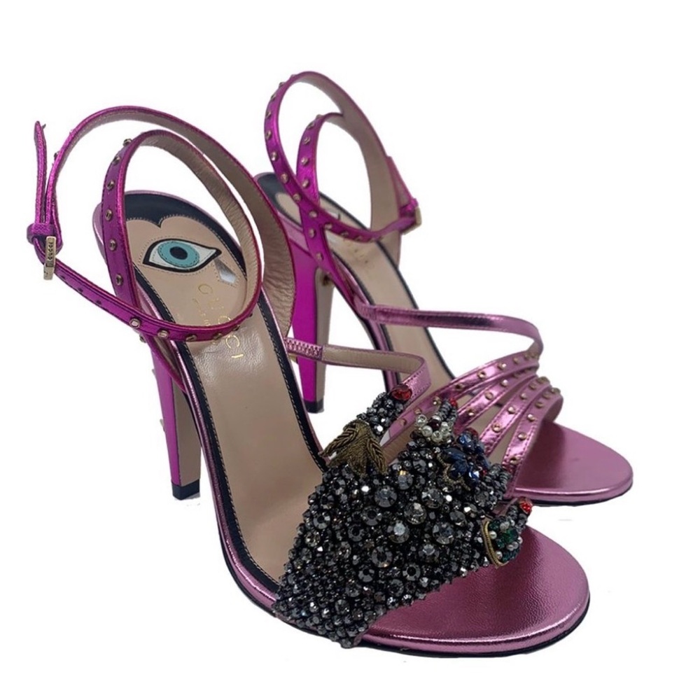 CUCCI Metallic Pink Embellished High Heel Sandals